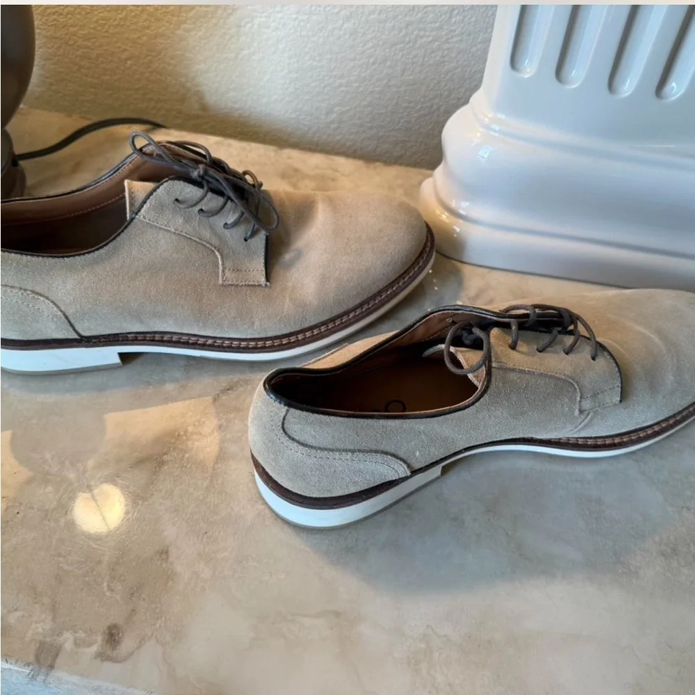 Aldo Suede Oxford Dress Shoes Tan Beige Lace Up Men’s Size 10